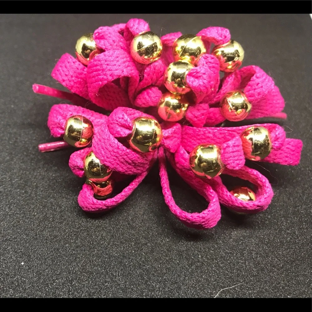 Vintage Pink ShoeString ShoeLace Bow Clip